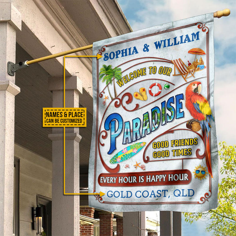 Personalized Beach Surfing Our Paradise Customized Flag