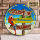 Personalized Beach Welcome To Paradise Customized Wood Circle Sign