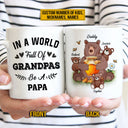 Personalized Bear Papa Dad And Child In A World Custom Mug