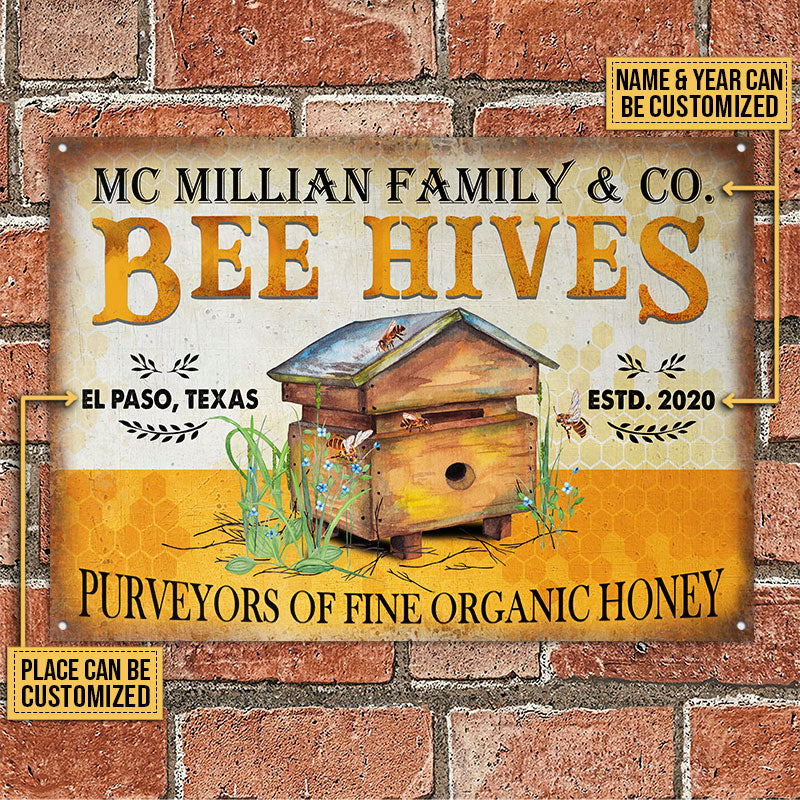 Personalized Honey Bee Bee Hives Customized Classic Metal Signs
