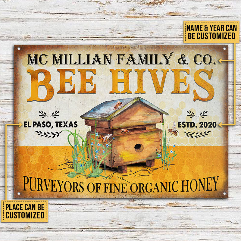 Personalized Honey Bee Bee Hives Customized Classic Metal Signs