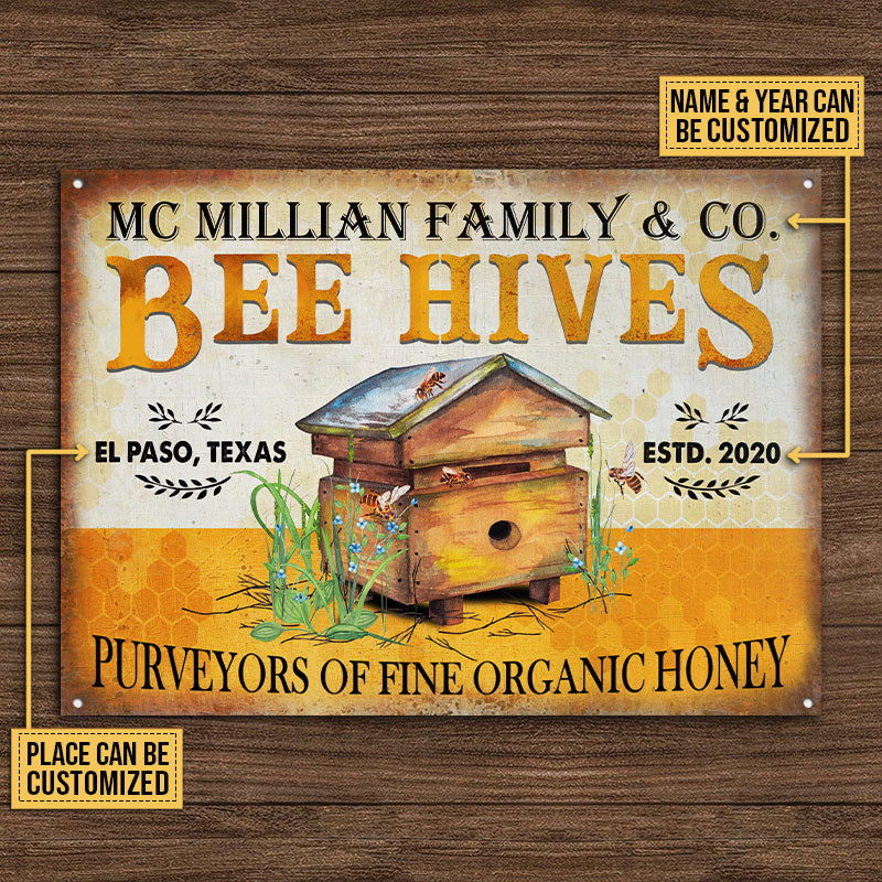 Personalized Honey Bee Bee Hives Customized Classic Metal Signs