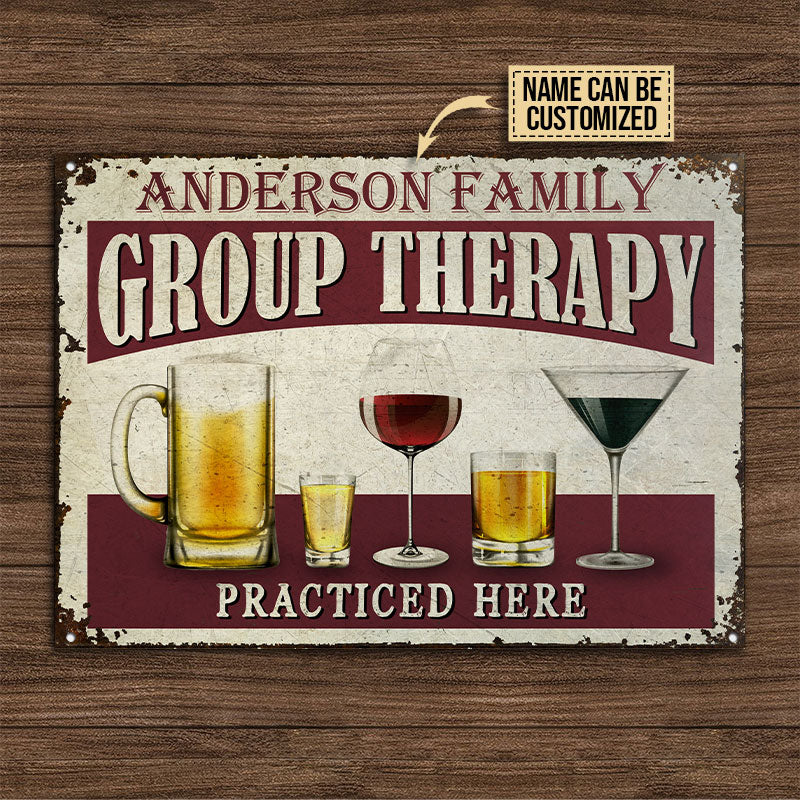 Personalized Beer Group Therapy Customized Classic Metal Signs