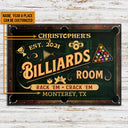 Personalized Billiards Rack 'Em Crack 'Em Custom Classic Metal Signs