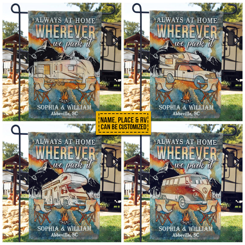 Drapeau personnalisé pour camping-car, toujours à la maison