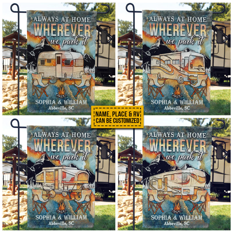 Drapeau personnalisé pour camping-car, toujours à la maison