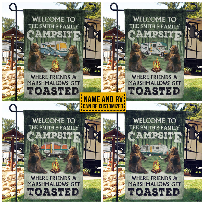 Personalized Camping Bear Welcome To Campfire Custom RV Customized Flag