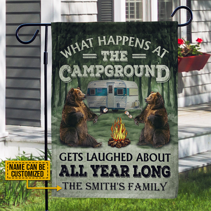 Personalized Camping Bear What Happens At The Campground Customized Flag