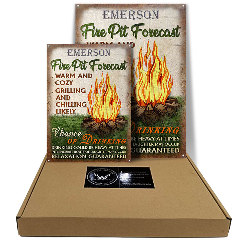 Personalized Camping Fire Pit Forecast Customized Classic Metal Signs