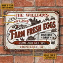 Personalized Chicken Farm Fresh Eggs Come And Get Customized Classic Metal Signs