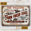 Personalized Chicken Farm Fresh Eggs Come And Get Customized Classic Metal Signs