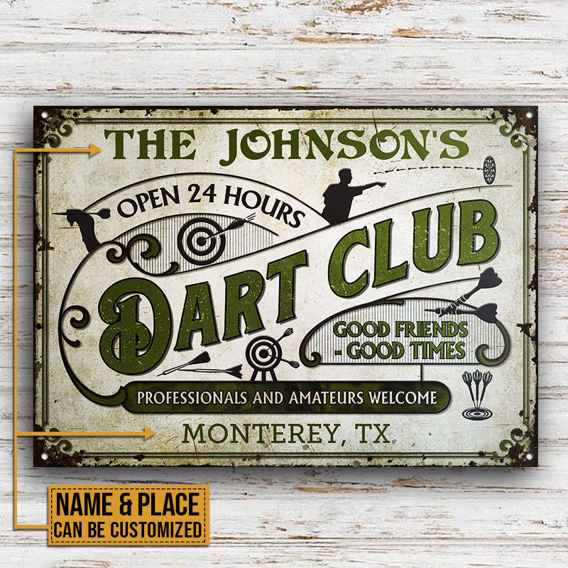 Personalized Dart Club Professionals And Amateurs Custom Classic Metal Signs