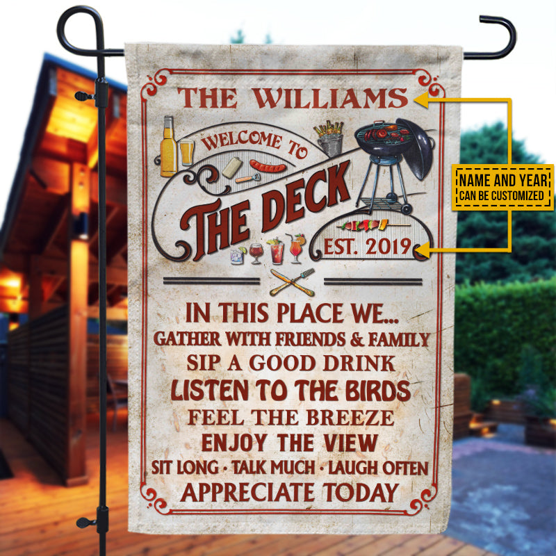 Personalized Deck Grilling Red Gather With Friends Custom Flag