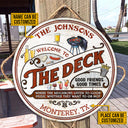 Personalized Deck Grilling Red Listen To The Good Music Vertical Custom Wood Circle Sign