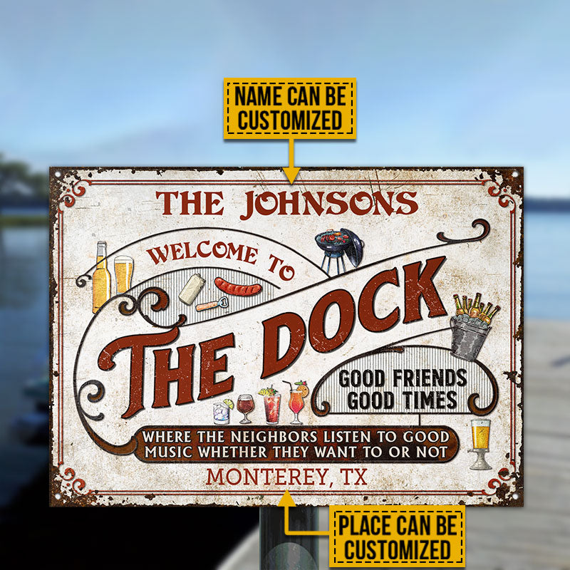 Personalized Dock Grilling Red Listen To The Good Music Custom Classic Metal Signs