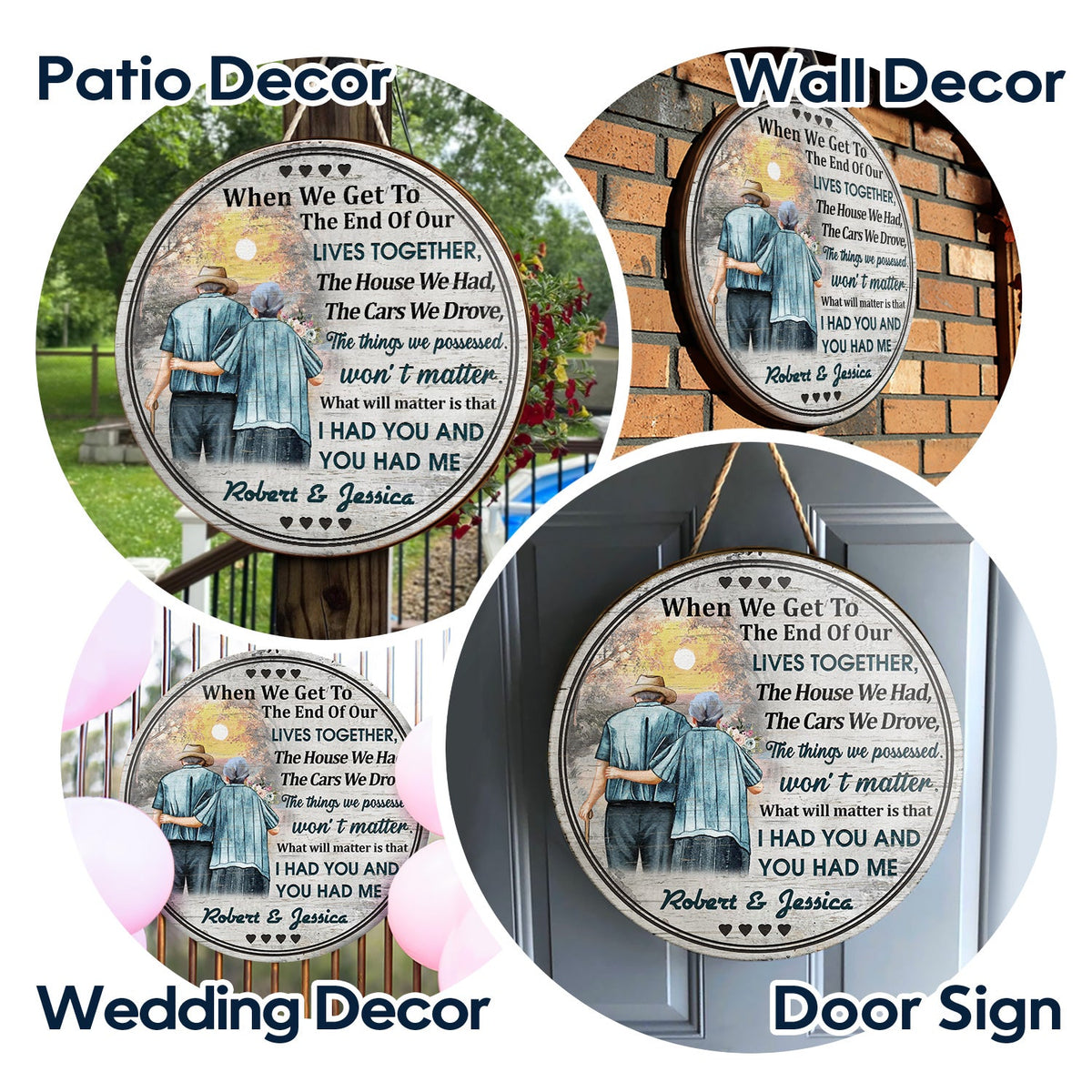 Personalized Family Old Couple When We Get Customized Wood Circle Sign