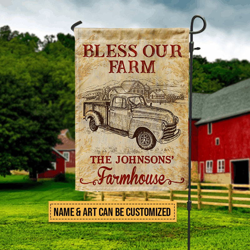 Personalized Farm Bless Our Farm Art Custom Flag