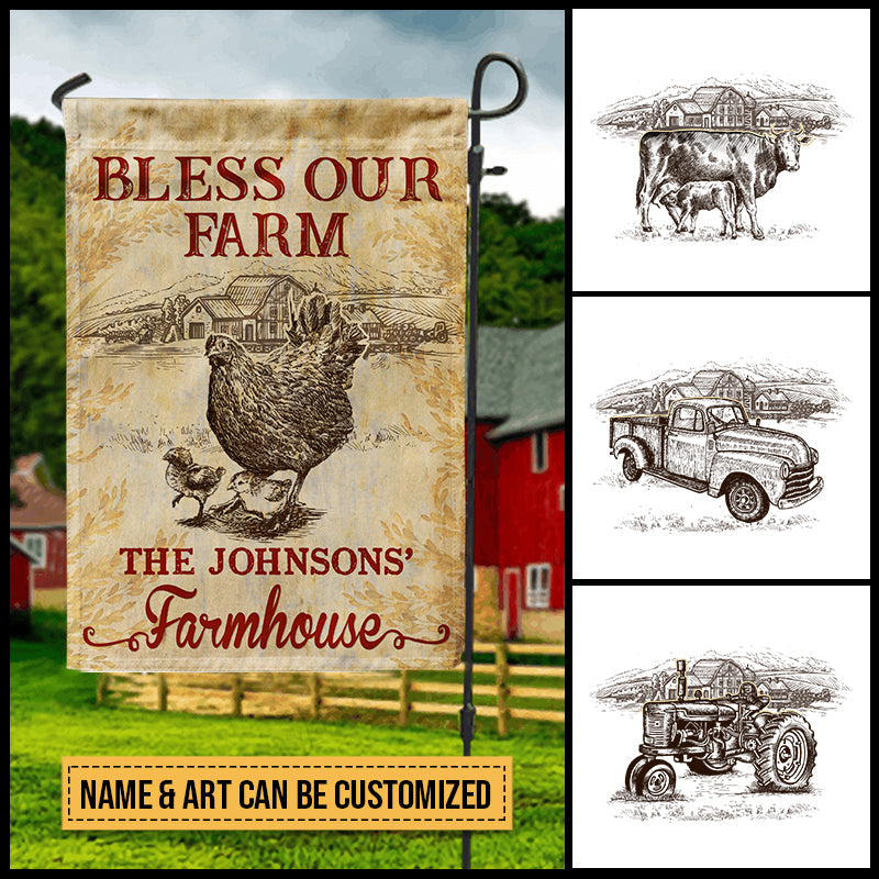 Personalized Farm Bless Our Farm Art Custom Flag