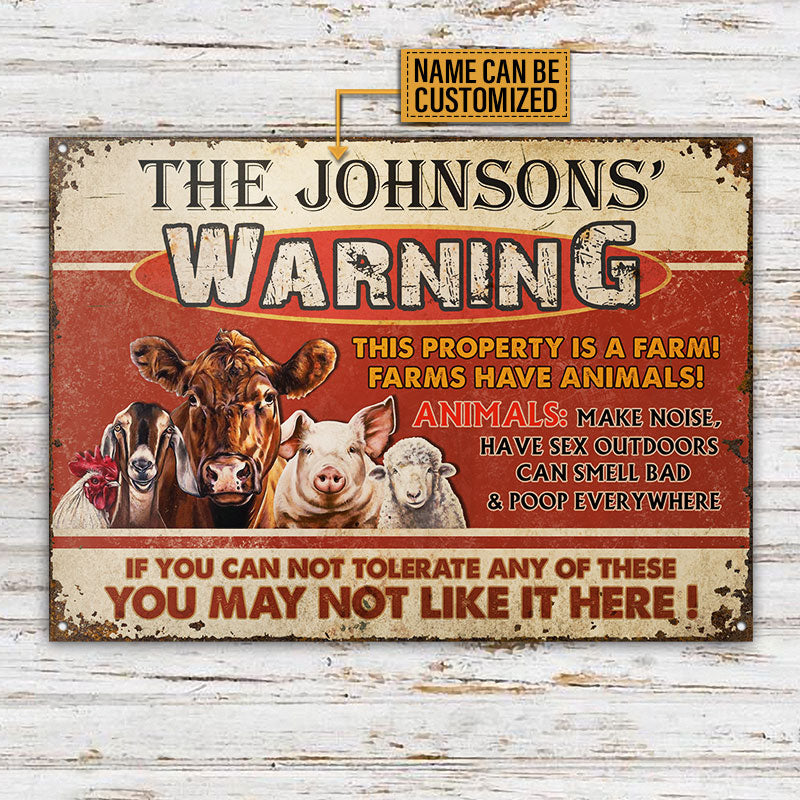 Personalized Farm This Property Is A Farm Customized Classic Metal Sign
