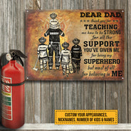 Personalized Firefighter Dad And Child Thank You Custom Classic Metal Signs
