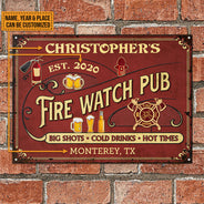 Personalized Firefighter Fire Watch Pub Custom Classic Metal Signs