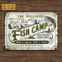 Personalized Fishing Camp Drop A Line Custom Classic Metal Signs