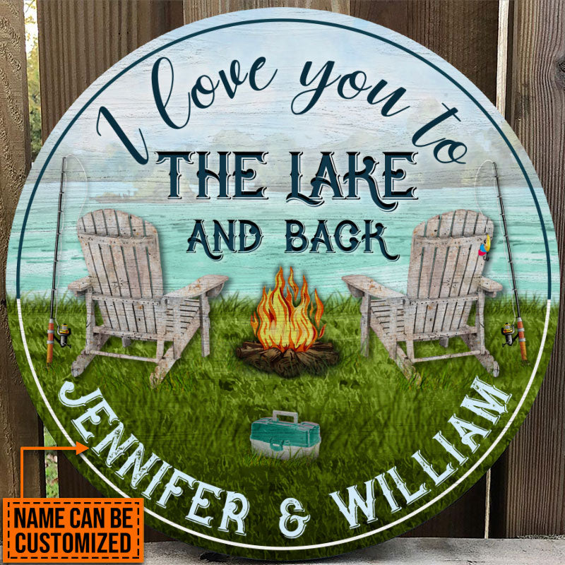 Personalized Fishing I Love You To The Lake Customized Wood Circle Sign