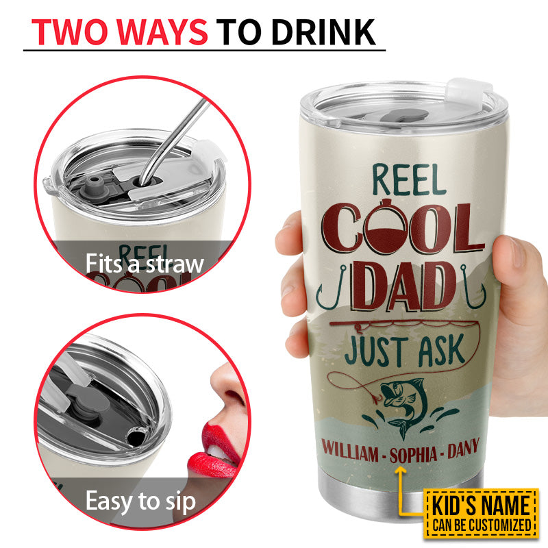 Personalized Fishing Reel Cool Dad Customized Tumbler