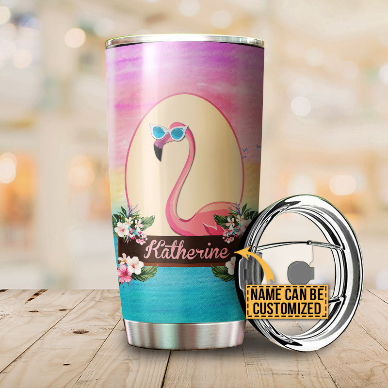 Personalized Flamingo Flock Of Pigeons Custom Tumbler