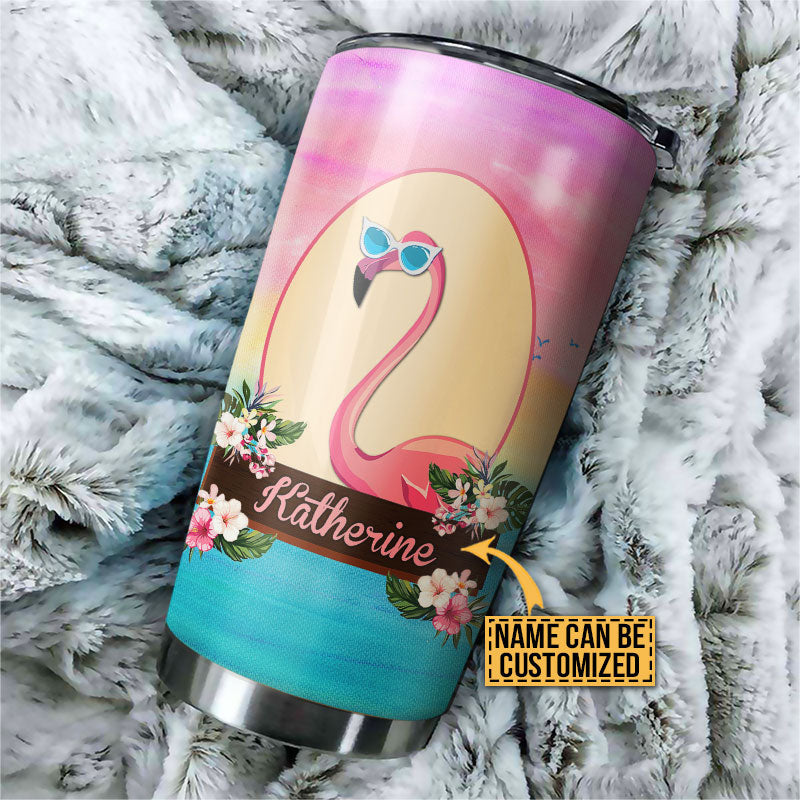 Personalized Flamingo Flock Of Pigeons Custom Tumbler