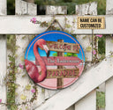 Personalized Flamingo Paradise Customized Wood Circle Sign