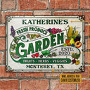 Personalized Garden Fresh Produce Custom Classic Metal Signs