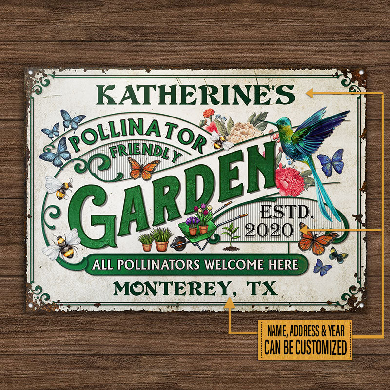 Personalized Garden Pollinator Friendly Welcome Custom Classic Metal Signs