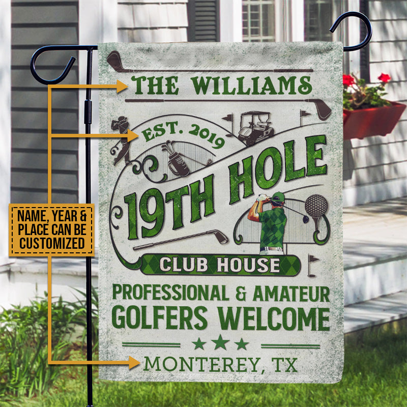 Personalized Golf 19th Hole Club House Golfer Welcome Custom Flag