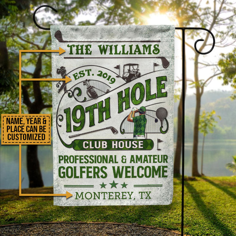 Personalized Golf 19th Hole Club House Golfer Welcome Custom Flag