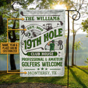 Personalized Golf 19th Hole Club House Golfer Welcome Custom Flag
