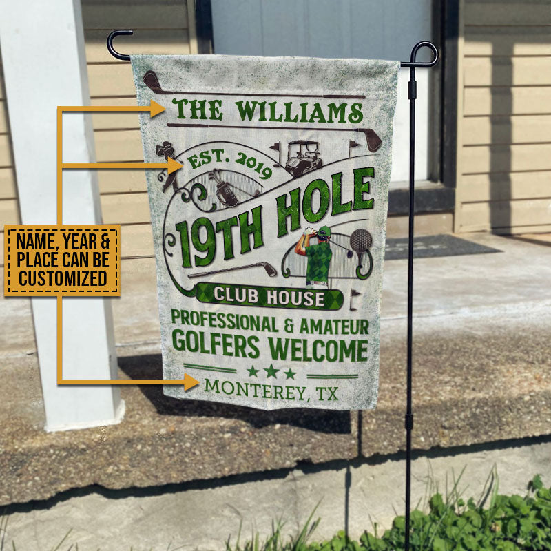 Personalized Golf 19th Hole Club House Golfer Welcome Custom Flag