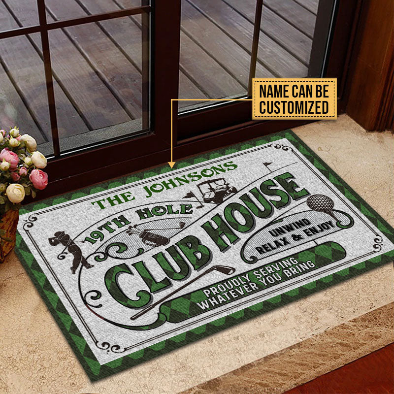 Personalized Golf 19th Hole Proudly Serving Custom Doormat