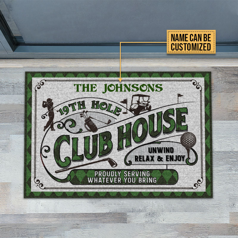 Personalized Golf 19th Hole Proudly Serving Custom Doormat