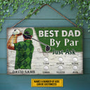 Personalized Golf Best Dad By Par Customized Wood Rectangle Sign