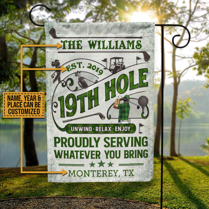 Personalized Golf Golfer 19th Hole Proudly Customized Flag