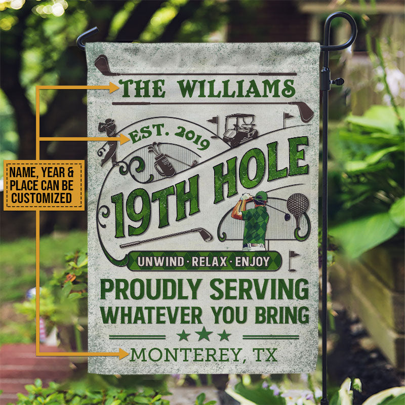 Personalized Golf Golfer 19th Hole Proudly Customized Flag
