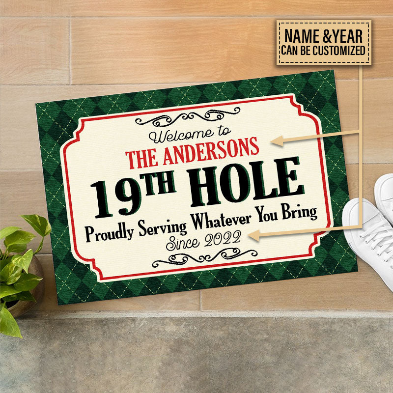 Personalized Golf Welcome 19th Hole Custom Doormat