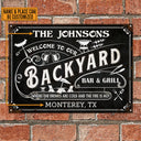 Personalized Grilling Backyard Bar Grill Black Custom Classic Metal Signs