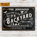 Personalized Grilling Backyard Bar Grill Black Custom Classic Metal Signs