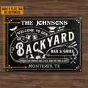 Personalized Grilling Backyard Bar Grill Black Custom Classic Metal Signs