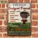 Personalized Grilling Backyard Forecast Warm Cozy Customized Classic Metal Signs