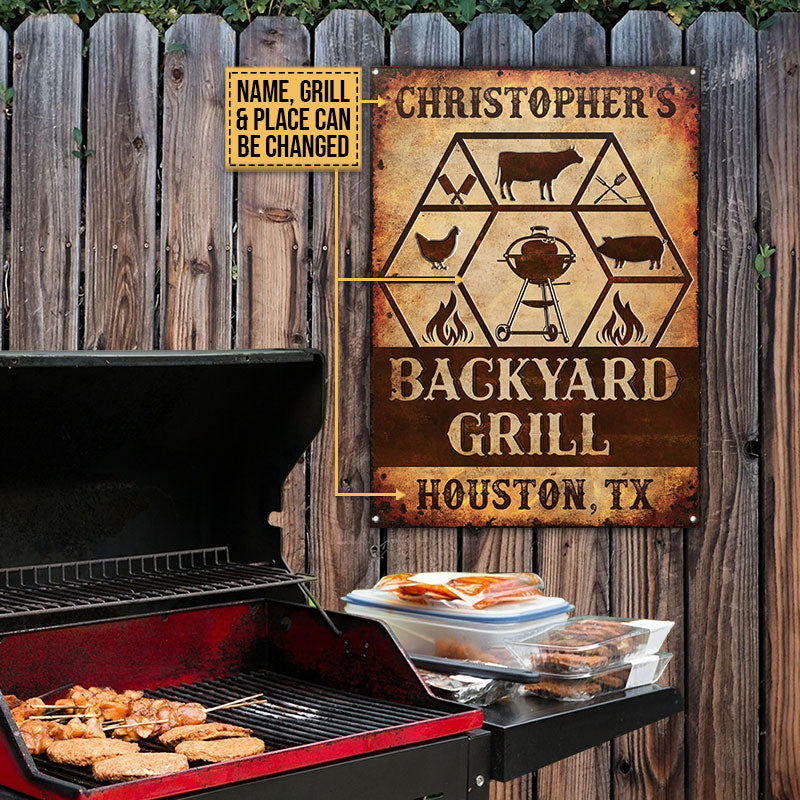 Personalized Grilling Backyard Grill Custom Classic Metal Signs