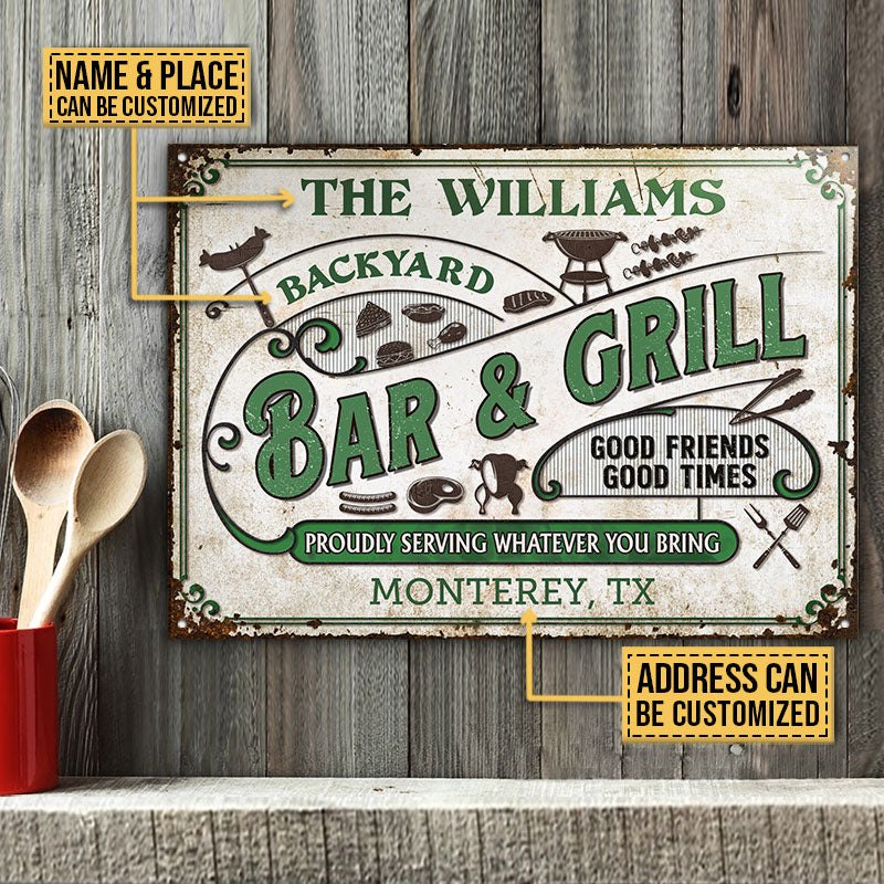 Personalized Grilling Proudly Serving Color Customized Classic Metal Signs