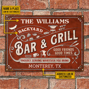 Personalized Grilling Proudly Serving Whatever You Bring Color Customized Classic Metal Signs